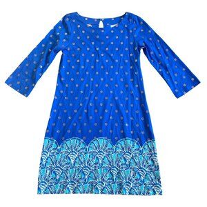 Lilly Pulitzer Womens Sz Small Blue Printed  3/4 Sleeve Dress